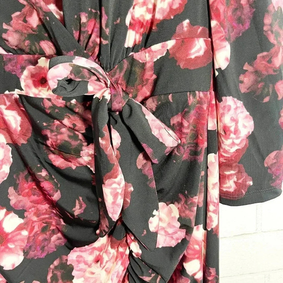 Torrid Black Floral Long Sleeve Ruched Mermaid Dress with High Slit Size 12 NEW - Picture 6 of 10